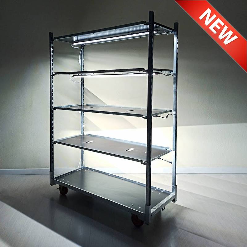 DC Trolley with lights for plant and flower display, Box: 6 units, Shelf: 5