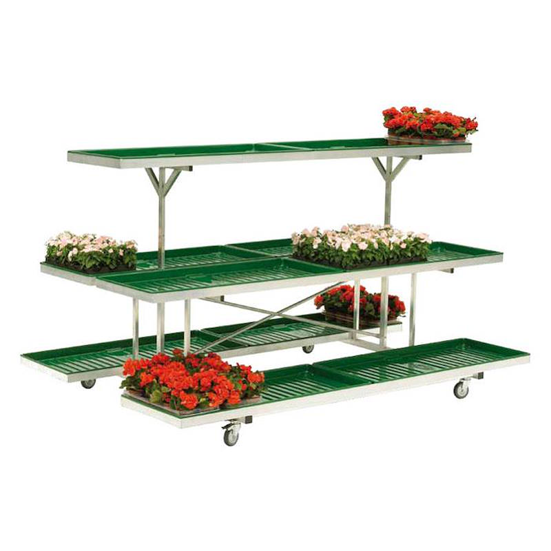 Double island displayers stand with 10 water trays, Color: green, Box: 10 trays