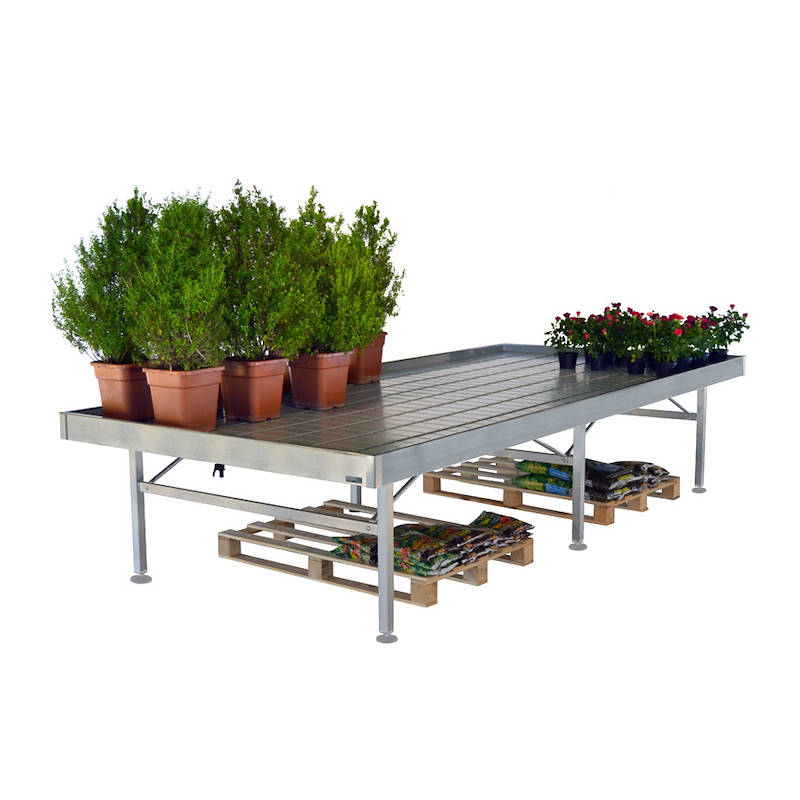 Welded aluminium bench, Size: 1625 x 3530 mm, Height: h 750 mm, Box: 3 units