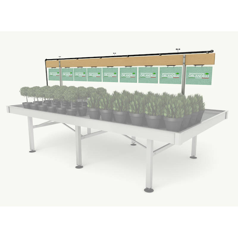 Wood cards holder with support adjustable in height, Size: Custom size, Irrigation kit: WITH irrigation kit