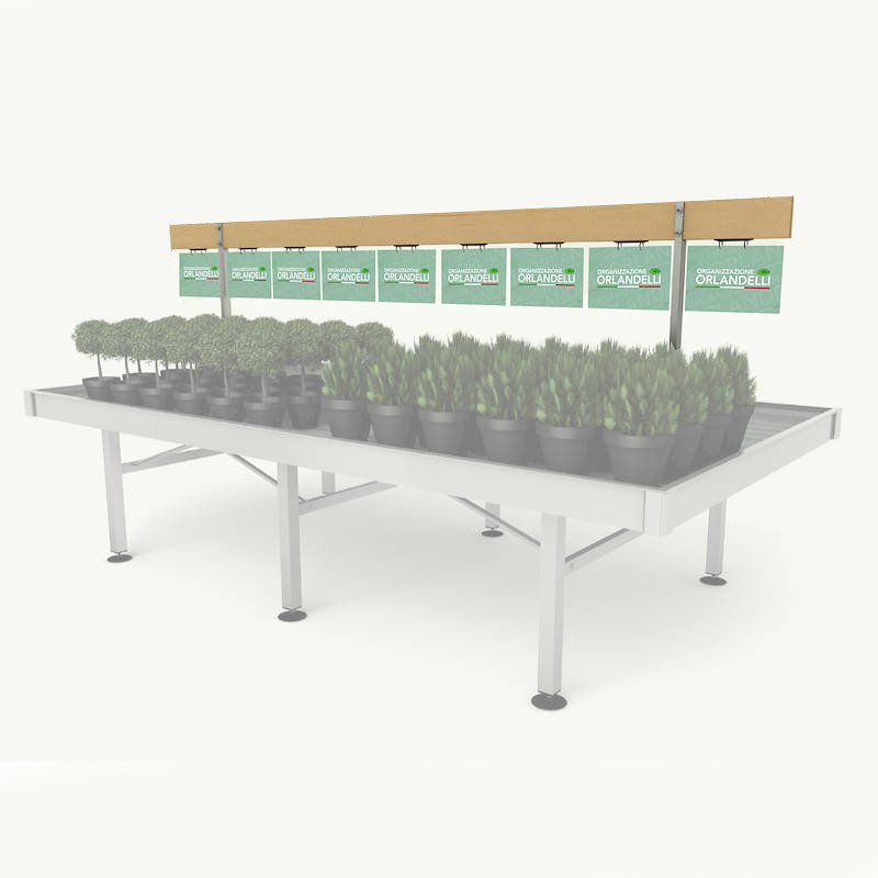 Wood cards holder with support adjustable in height, Size: Length 2000 mm, Irrigation kit: WITHOUT irrigation Kit