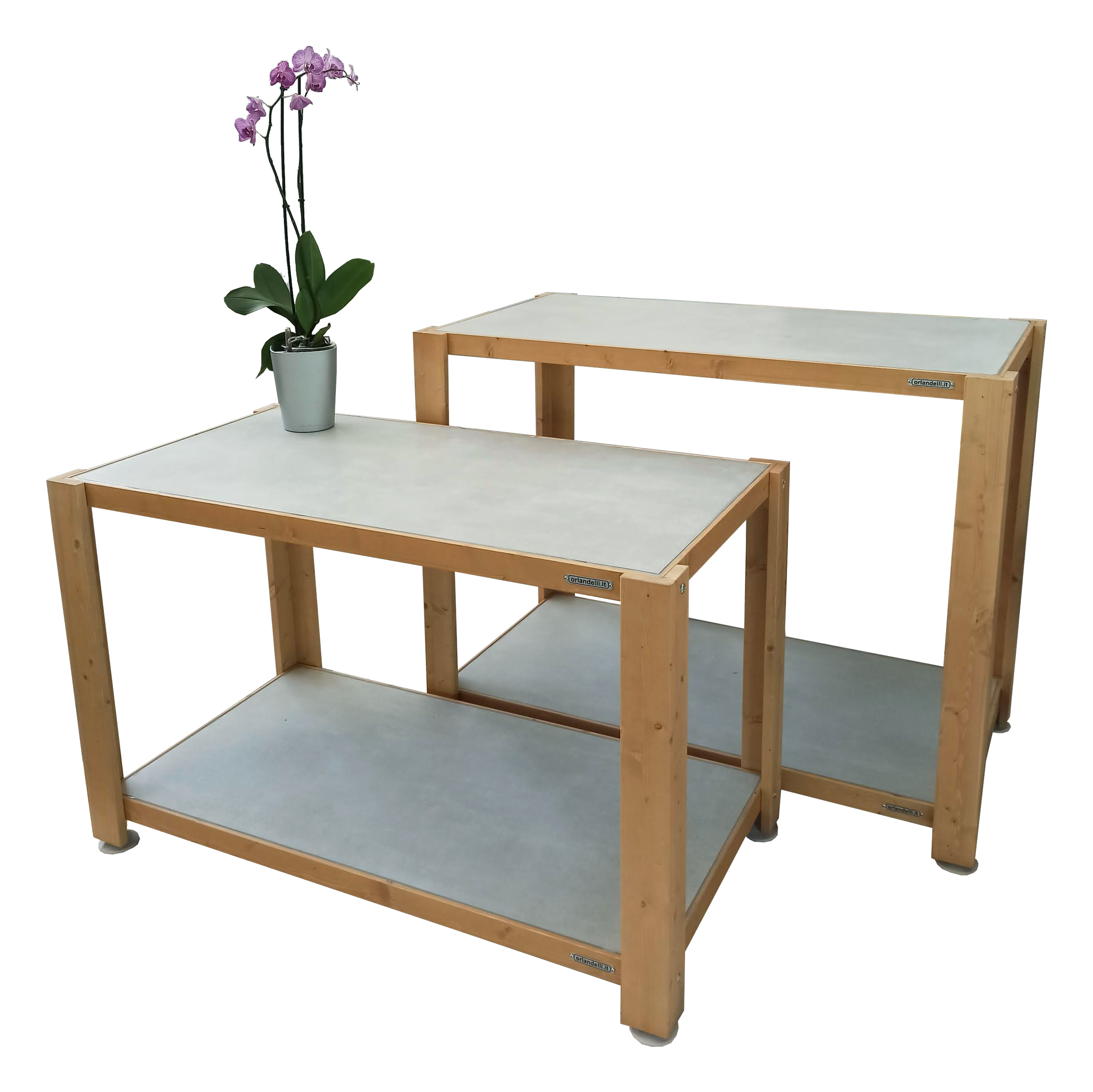 Set of tables covered in ceramics