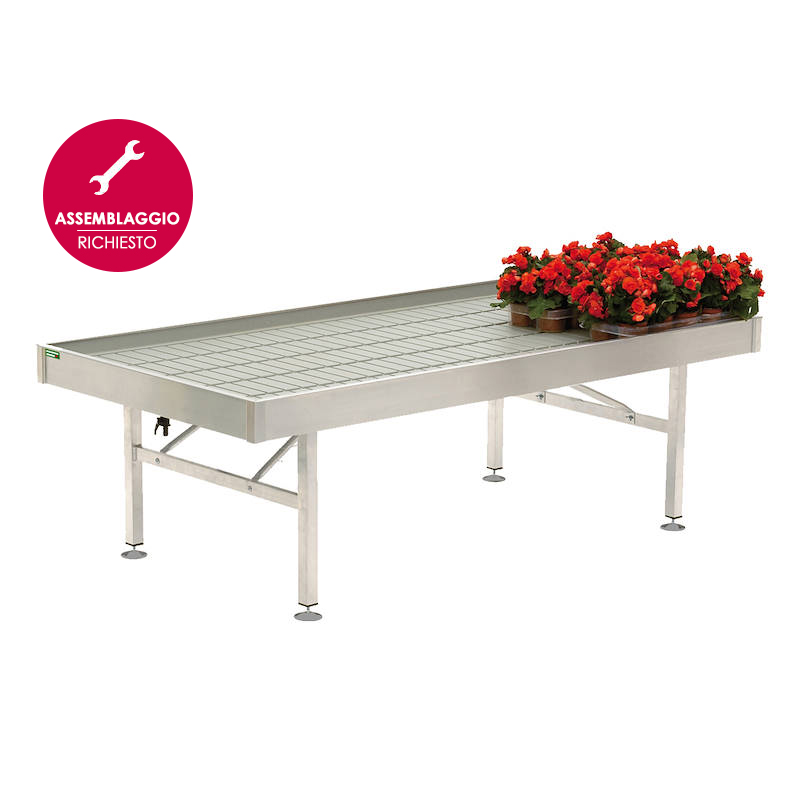Bancale espositore fisso in alluminio da assemblare, Dimensione: 1225 x 2530 mm, Pacchetto: 20 pezzi - h. 750 mm