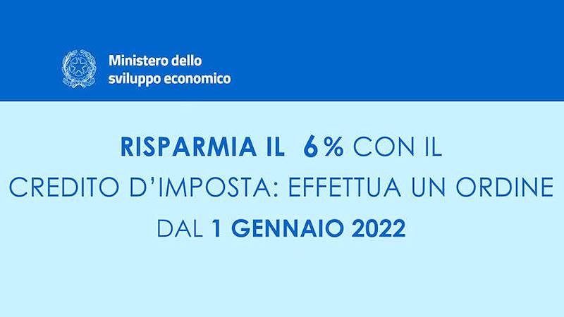 Credito d’imposta al 6% dall'1 gennaio 2022