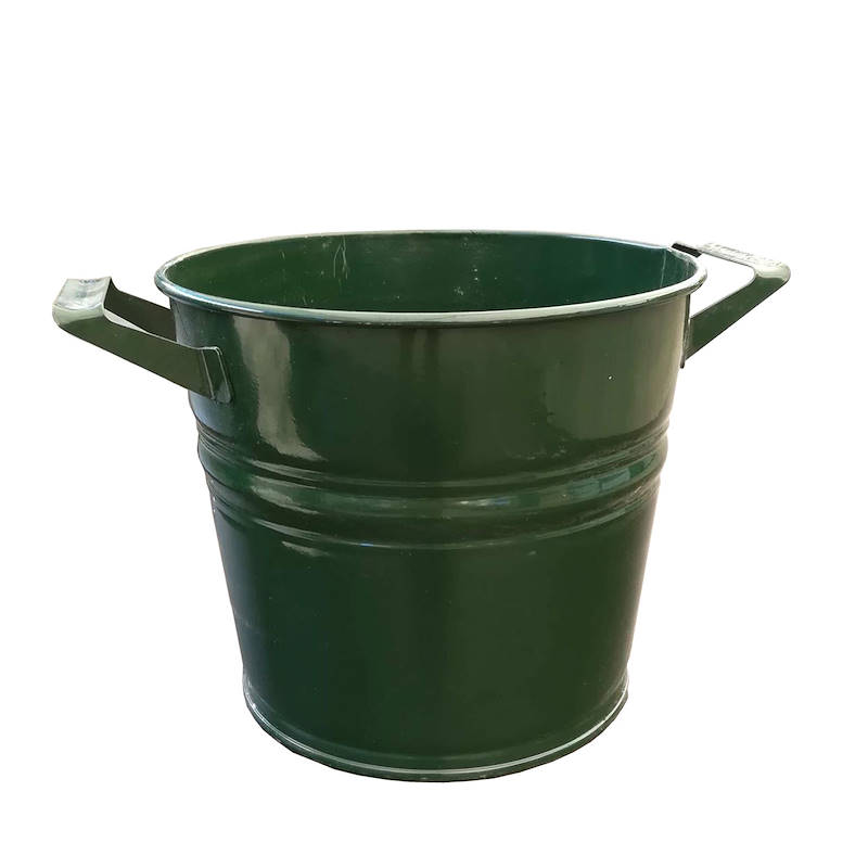 Galvanized vase with handles