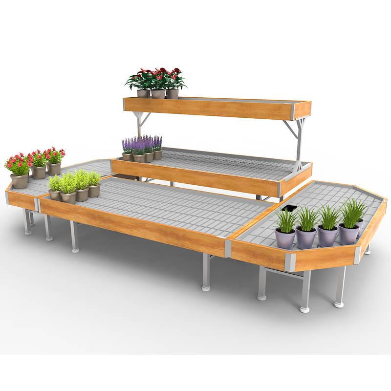 Flowered Gondola Set wood line AMOR, Exhibition Set: FLOWERED GONDOLA MAXI, Color: White wood, Box: 2 Sets