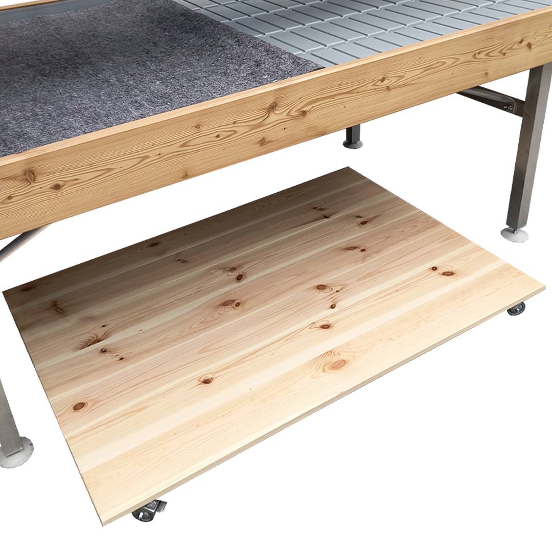 Pedana in legno naturale su ruote