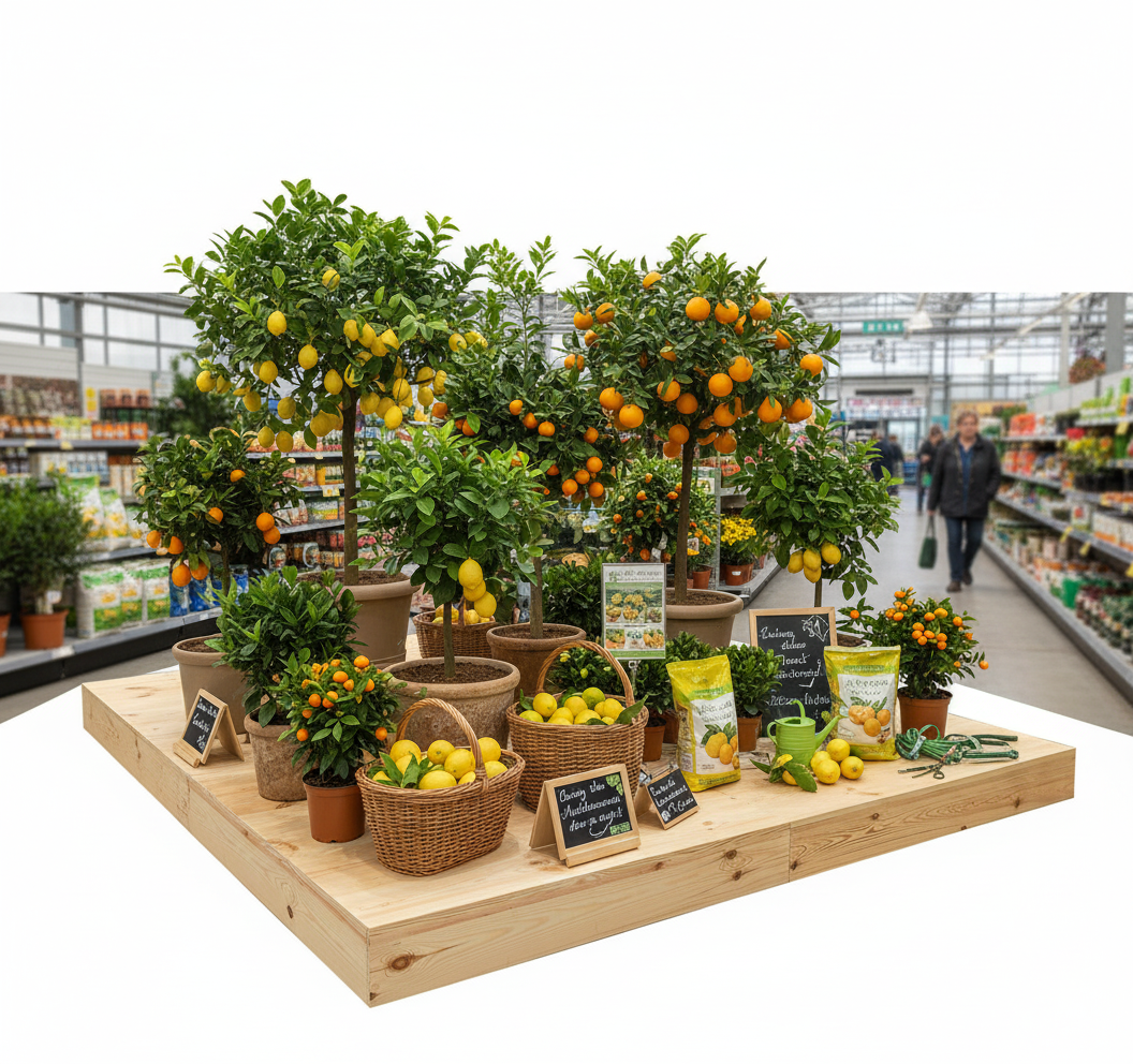 Display platform in natural wood