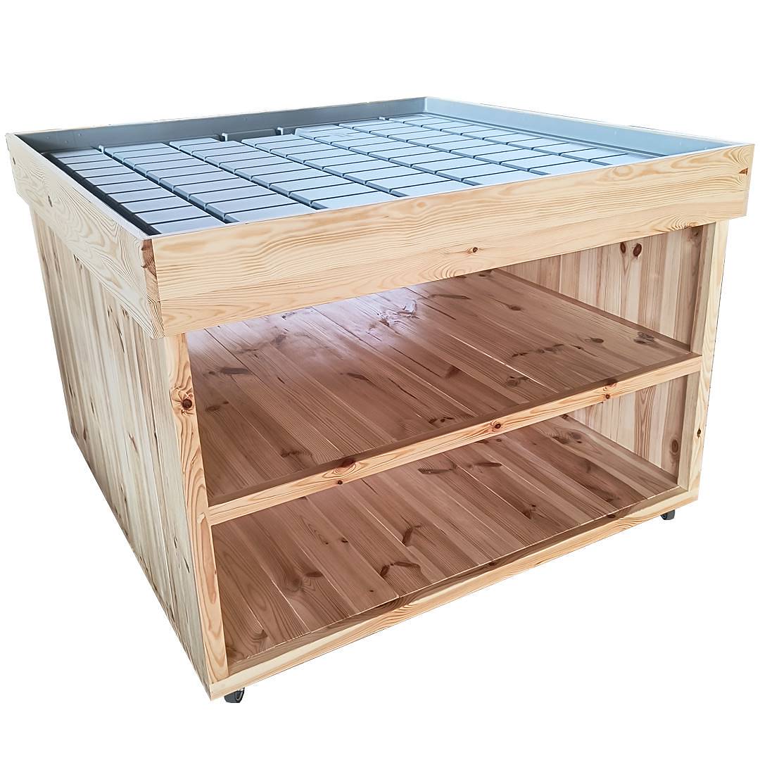 Wood podium with water tray, Size: 120 x 120 cm, Height: h 80 cm, Box: 1 unit
