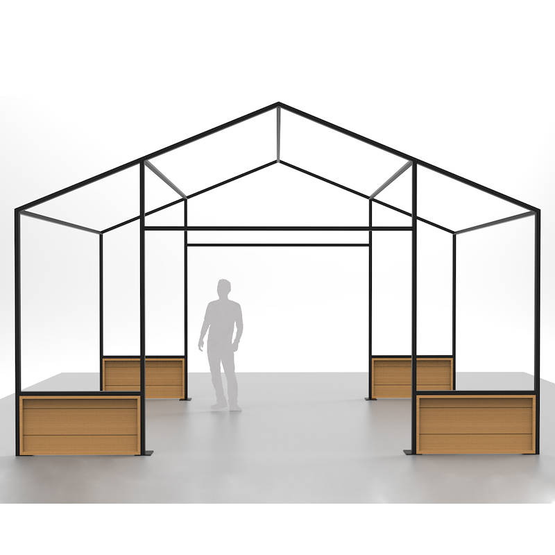 Das "Gewächshaus" Format - Garden Center Identity, Farbe: Naturholz, Optional: Gewächshausstruktur – ohne Aussteller