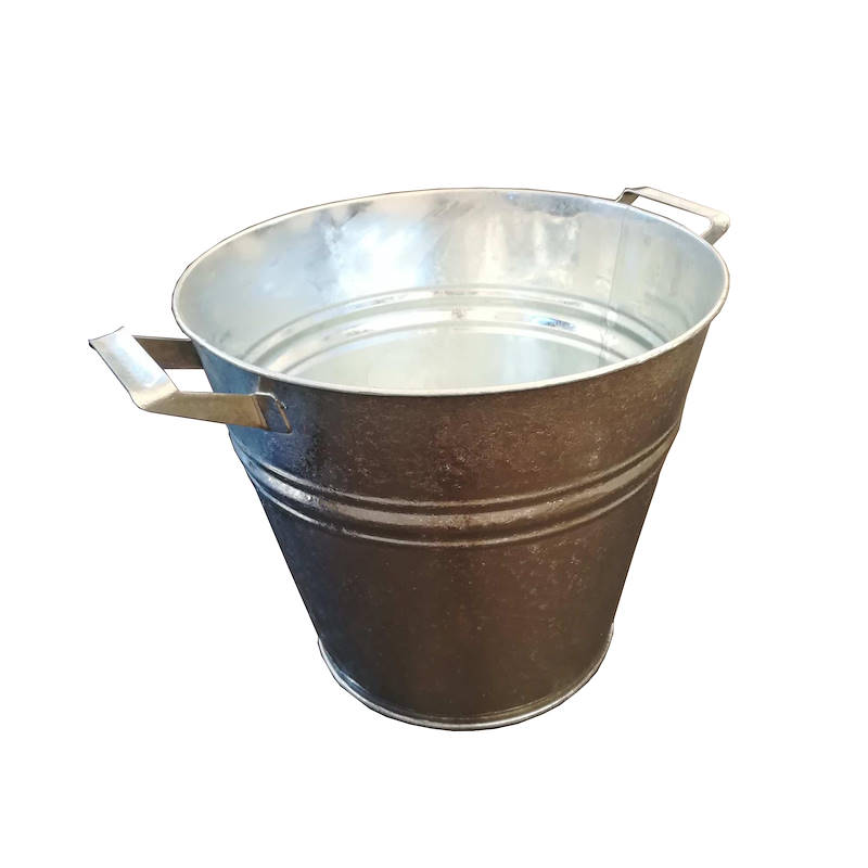 Galvanized vase with handles, Size: ø 320 H 280 mm, Color: grey