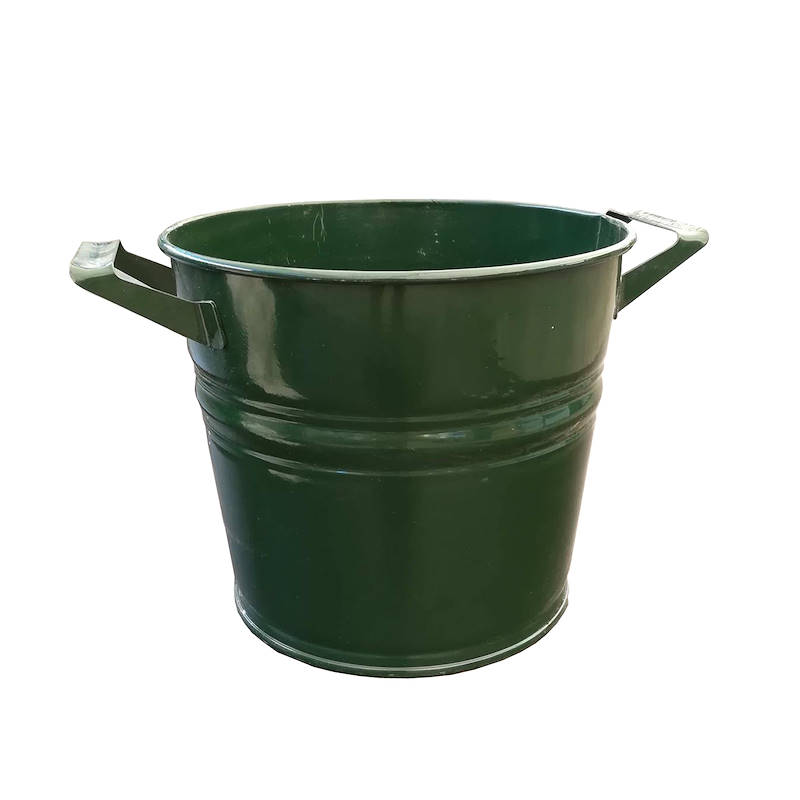 Galvanized vase with handles