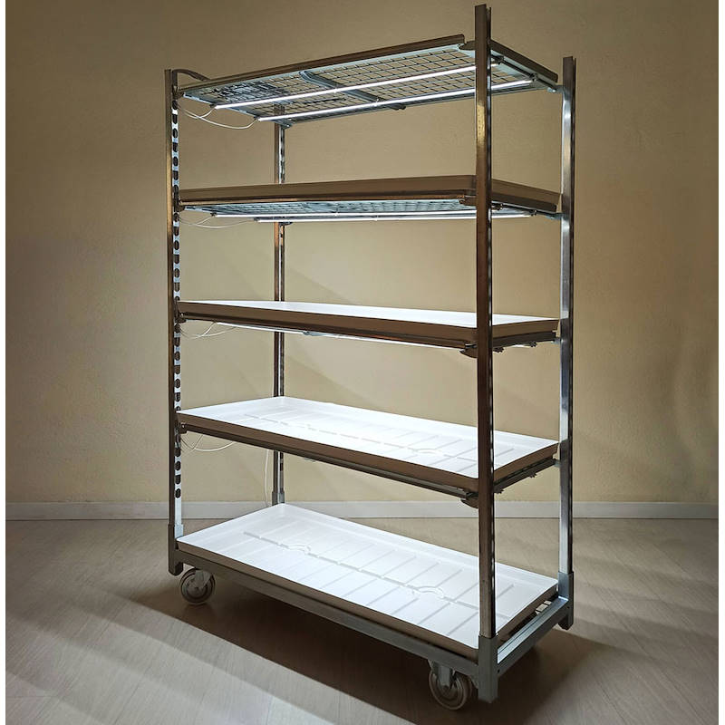 Wire-mesh trolley with LED lights kit for GERMINATION AND GRAFTING