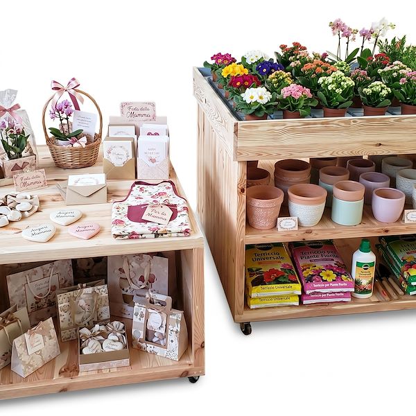 Wood podium with water tray