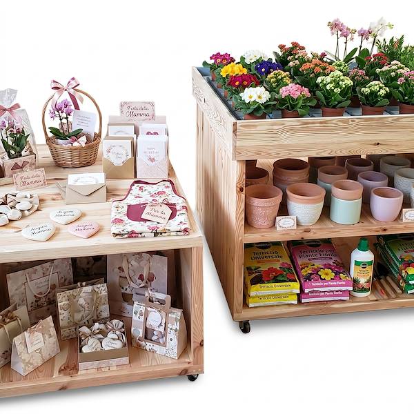 Wood podium with water tray