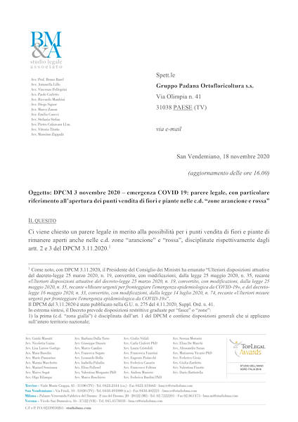 Aperture negozi di piante, fiori, bulbi e fertilizzanti nelle zone arancioni e rosse