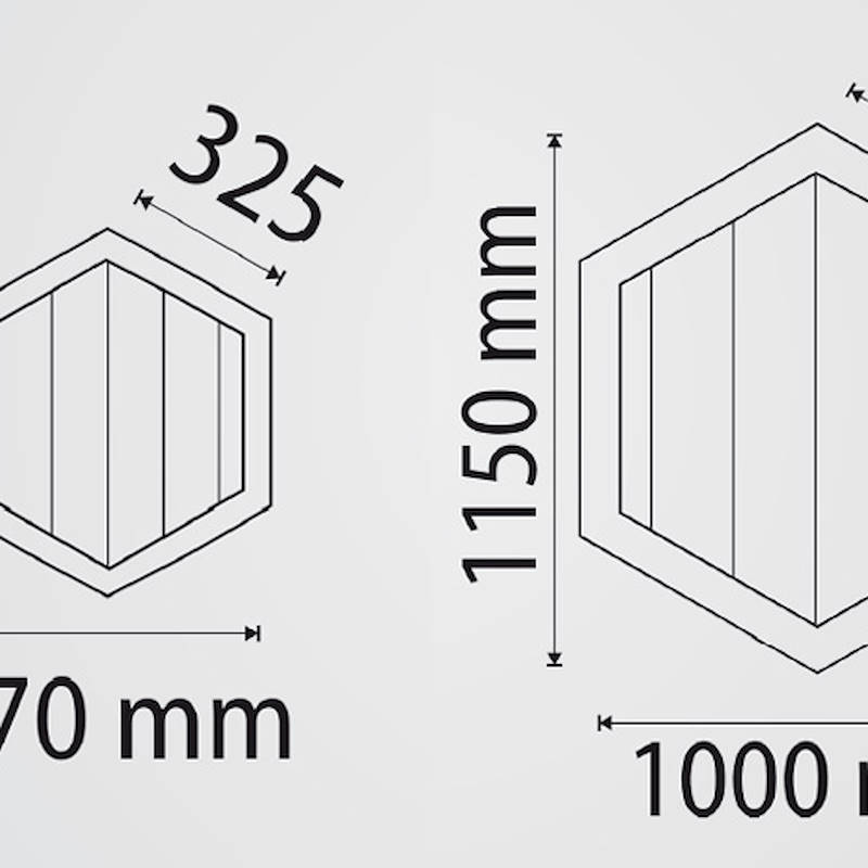 Banc hexagonale avec profil en aluminium