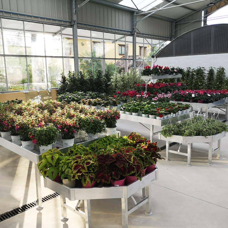 Cabecera en aluminio para mesas para plantas y flores