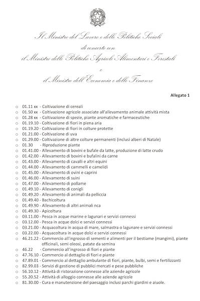 Decontribuzione per le filiere agroalimentari