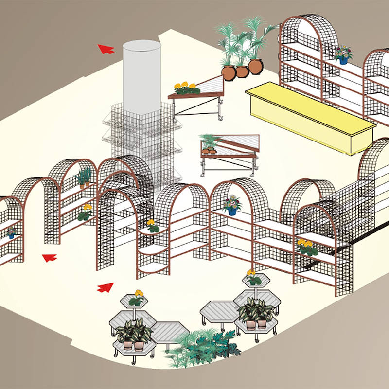 Estantería de reja modular con 3 estantes