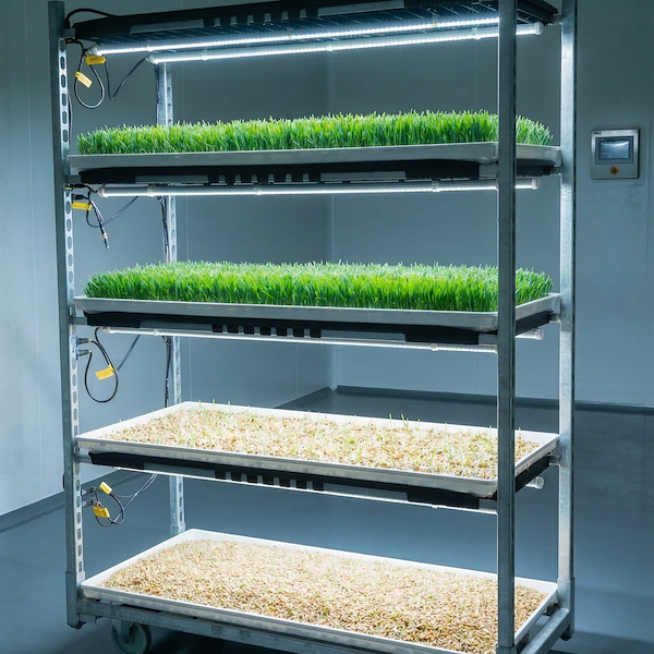 Gitterwagen 1350 mit TUBE WHITE PAR LED-Keimungsleuchten