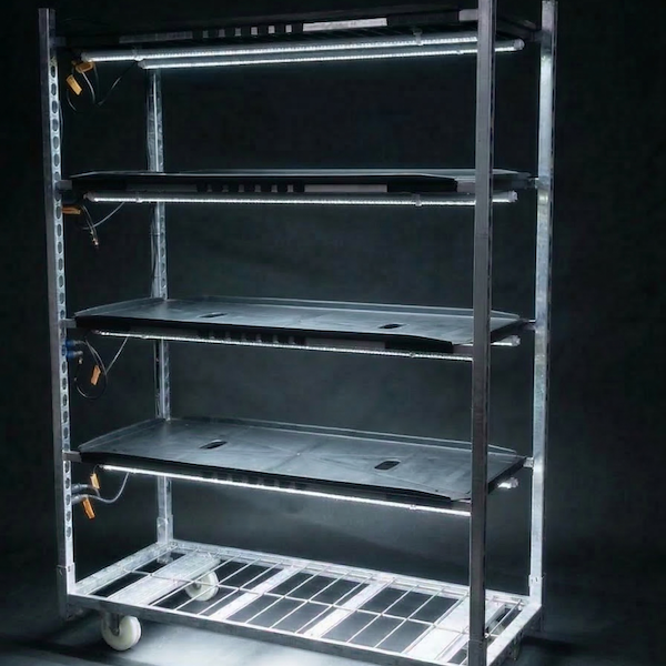 Chariot à grille 1350 avec lampes LED germination TUBE WHITE PAR