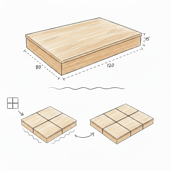 Plataforma expositora en madera natural
