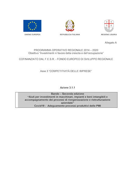 Regione Liguria: BANDO A FAVORE DELLE MICRO, PICCOLE E MEDIE IMPRESE