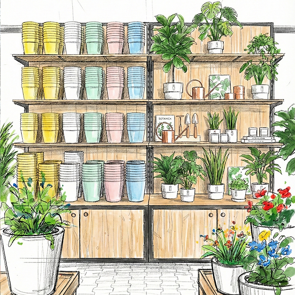 Étagère avec boîtes en bois naturel et profilé en fer peint en noir