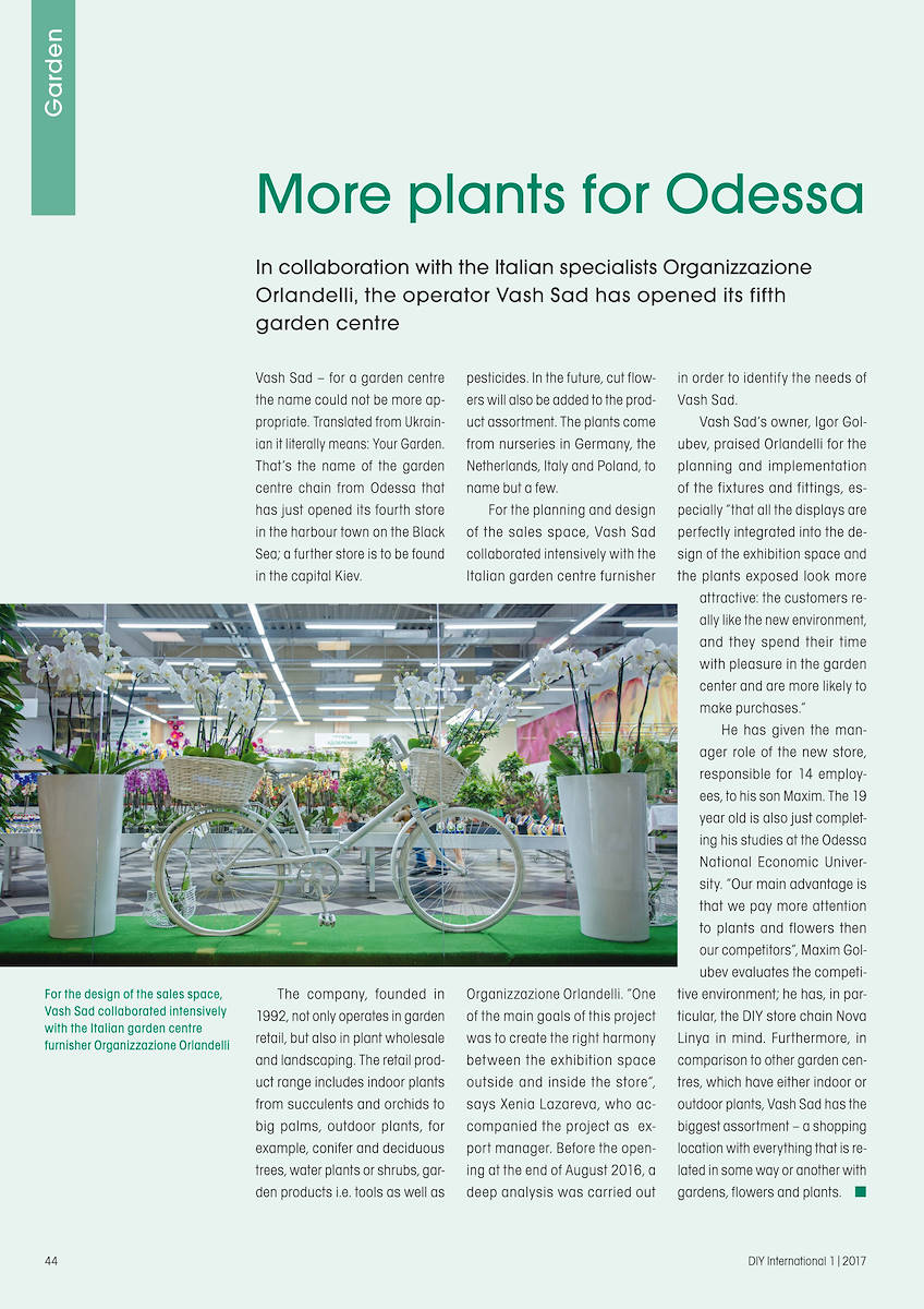 Su DIY International il Garden Center Vash Sad progettato e realizzato da Organizzazione Orlandelli