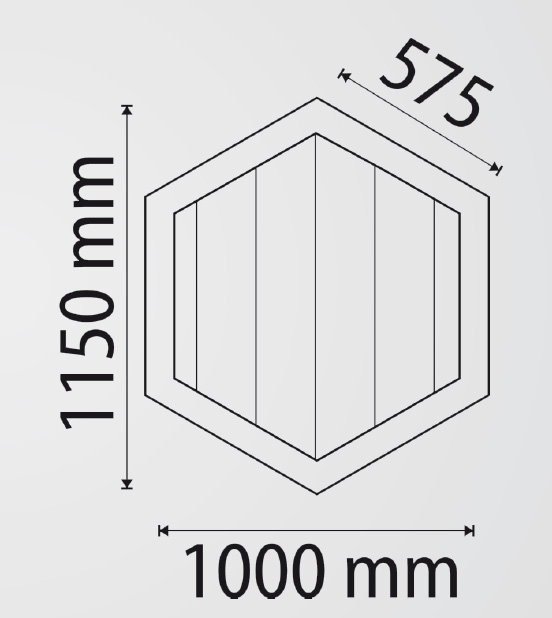 Table présentoir hexagonale