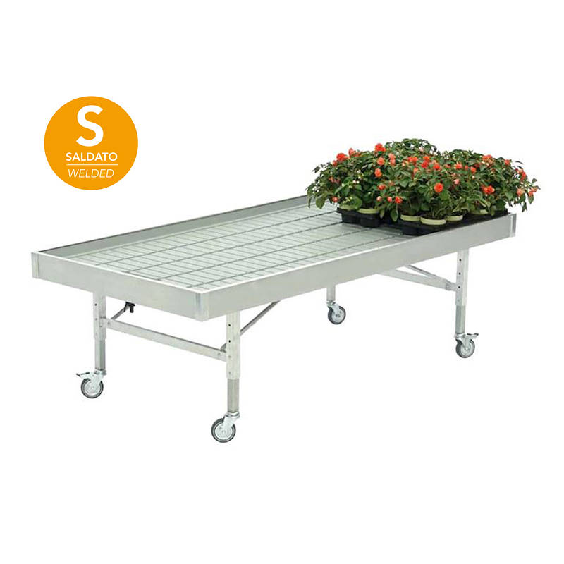 Welded aluminum bench on wheels